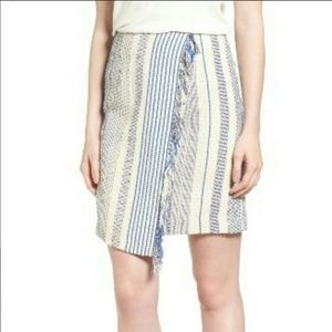 NWT Halogen Stripe Fringe Faux Wrap Skirt